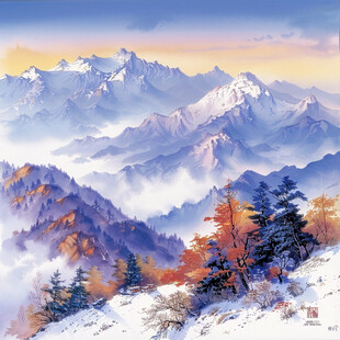 雪山风景画