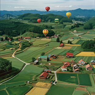 鸟瞰农田建筑效果图