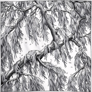 线描松树图