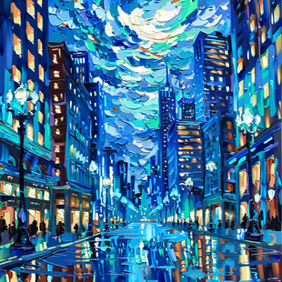 城市夜景插画