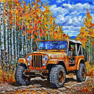手绘吉普车