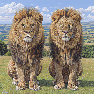 两只雌雄狮子