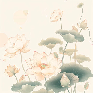 荷花手绘背景