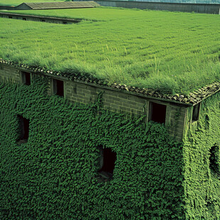 生草的古建筑屋顶