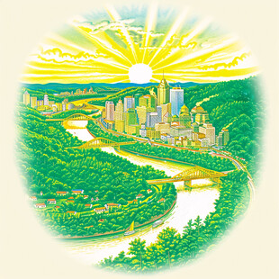 黄河上中游城市插画