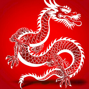 红色中国风龙手绘
