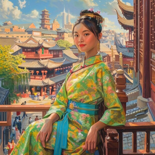 江南美女油画