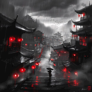 烟雨楼插画