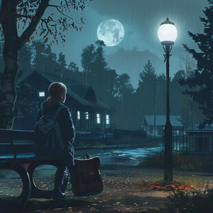 月光插画月光下