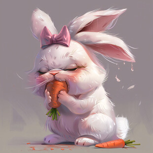 啃胡萝卜的兔子