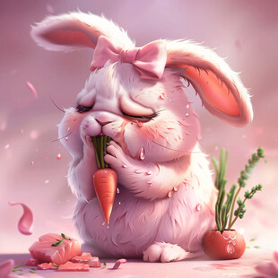 啃胡萝卜的兔子