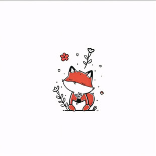 狐狸花草插画
