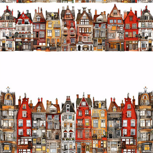 手绘荷兰水彩水墨建筑