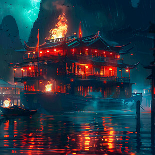 烟雨楼插画