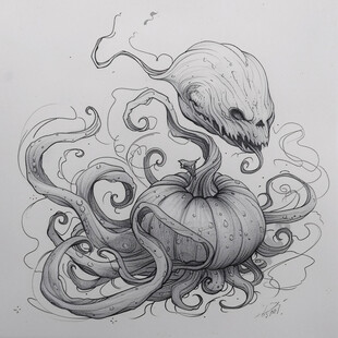 章鱼手绘插画