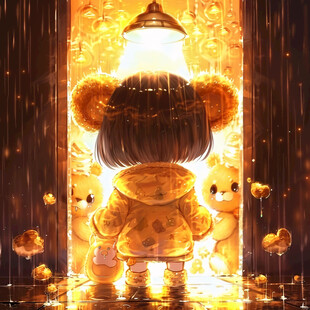 女孩和小熊插画