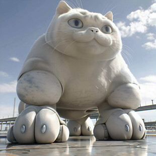 卡通猫雕塑