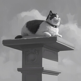 晒太阳的猫插画
