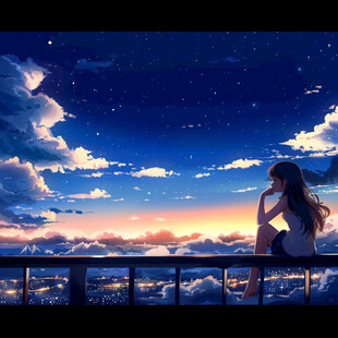 星空下的少女
