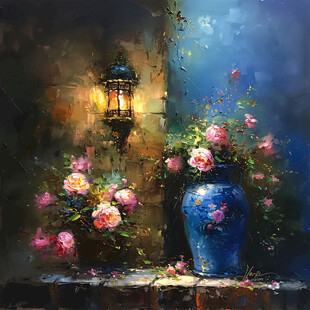 花瓶装饰花艺油画