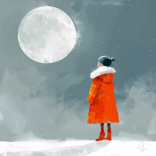 大雪女孩插画