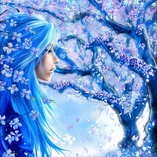 樱花树下的少女