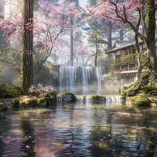 水中樱花雨