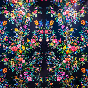 鹦鹉玫瑰提花印花