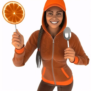 橙子拿橙子的女孩