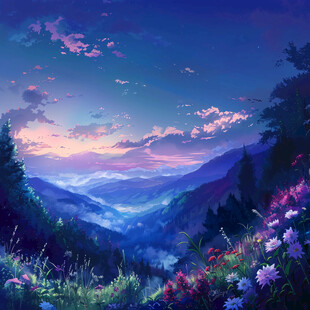 手绘梦幻唯美风景封面