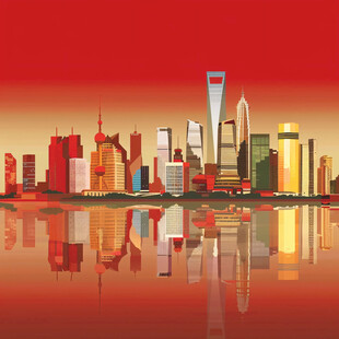 华东地区城市建筑插画