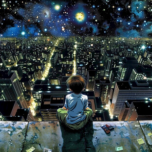 星空地板画涂鸦手绘