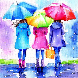 彩绘听见雨的声音插画