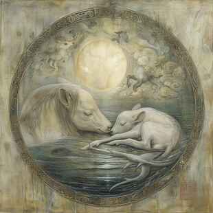 手绘梦幻羊风格装饰画