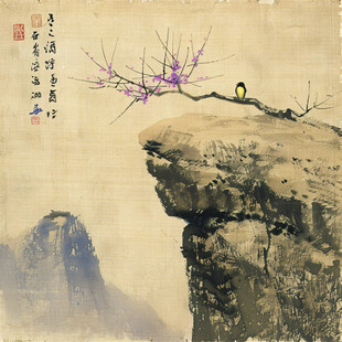 国画梅花禅意花鸟