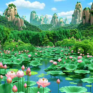 3d荷花背景