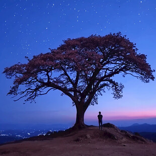 仰望星空大树