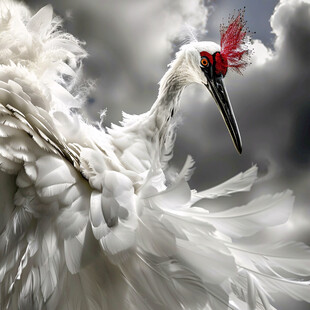 手绘写实仙鹤装饰画