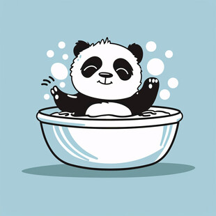 洗澡的熊猫