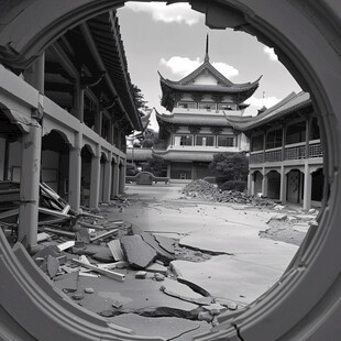 3d地板画古城