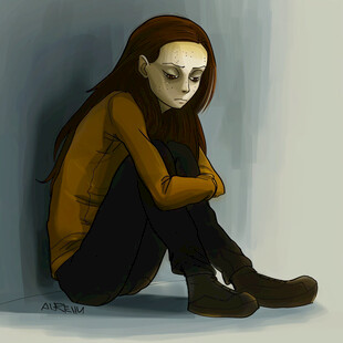 孤单的小女孩插画