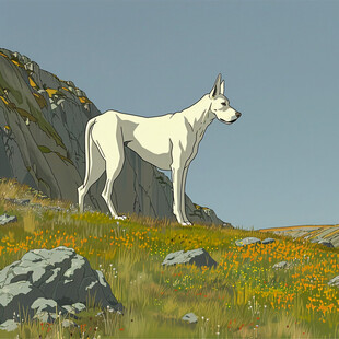 手绘时尚北极狼挂画