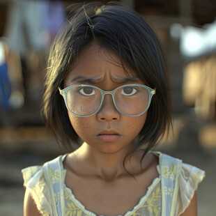 满脸通红大汗的小女孩