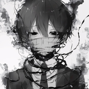 男生头像黑白稿