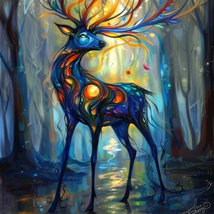 卡通唯美梦幻鹿