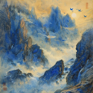 禅境山峰群山国画油画