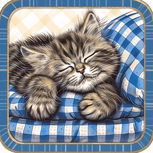 躺在沙发上的小猫插画