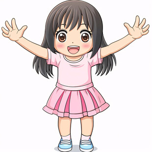 快乐的小女孩插画