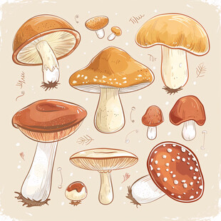 各种蘑菇插画