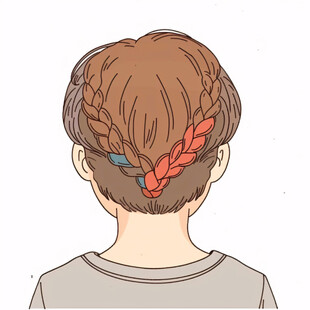 麻花辫女孩插画
